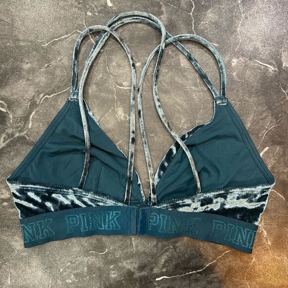 Victorias Secret Pink 2017 Unlined Women’s Medium Blue Bralette - Picture 2 of 8